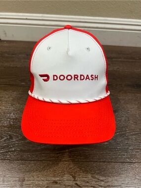 EUC DoorDash Two-Tone Red and White hat one size